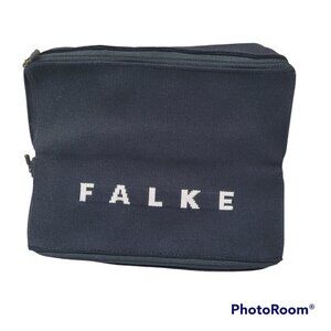 Falke Black Carrying Case Travel Bag 2 Pockets Logo Zippers 8 x 8 x 2 in Woven